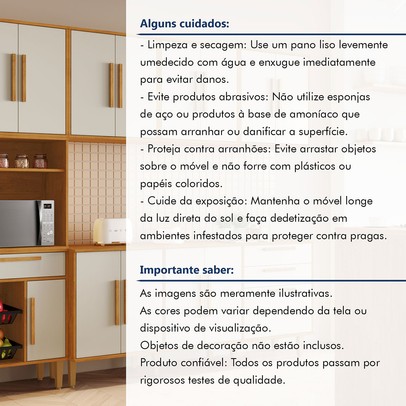 Cozinha Completa Lorena 14 Portas 2 Gavetas com Fruteira Nature/Off White - Kaiki Móveis