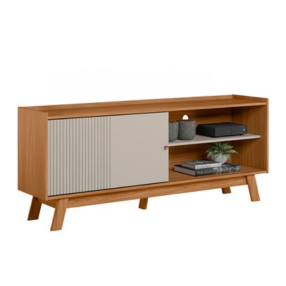 Rack para TV Até 65 Polegadas Kraken 1 Porta 1 Prateleira Nature/Off White - Pnr Móveis