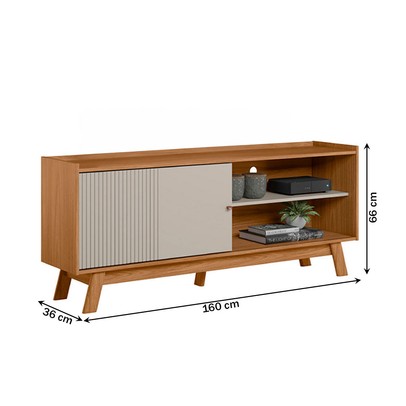 Rack para TV Até 65 Polegadas Kraken 1 Porta 1 Prateleira Nature/Off White - Pnr Móveis