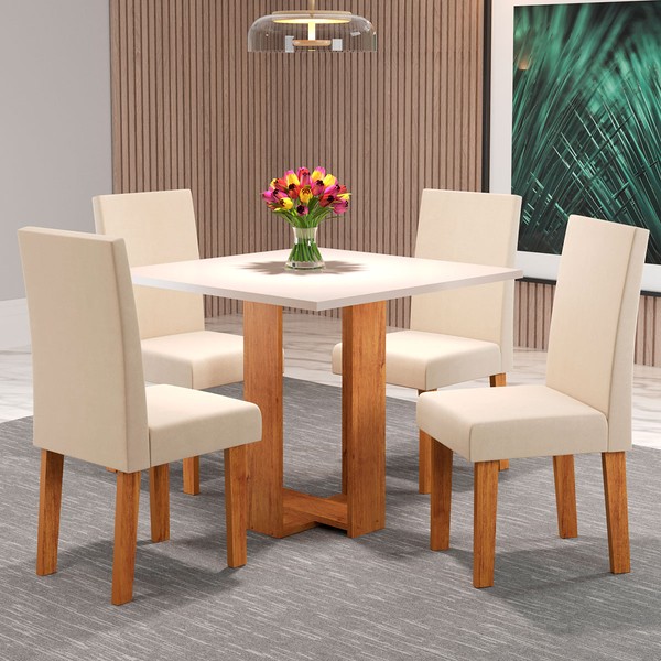 Mesa de Jantar 4 Lugares Angelina Mel/Blonde/Nude - Pnr Móveis