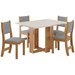 Mesa de Jantar 4 Lugares Kerolin Mel/Blonde/Veludo Cinza - Pnr Móveis