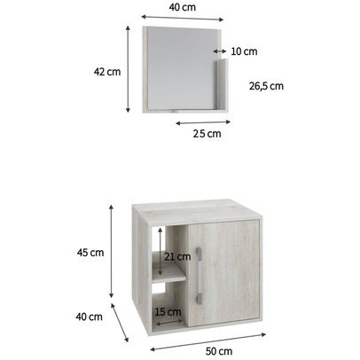 Armário de Banheiro Olivia 1 Porta 2 Prateleiras com Espelho Snow - Pnr Móveis