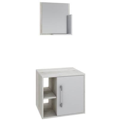 Armário de Banheiro Olivia 1 Porta 2 Prateleiras com Espelho Snow/Branco Chess - Pnr Móveis