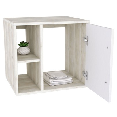 Armário de Banheiro Olivia 1 Porta 2 Prateleiras com Espelho Snow/Branco Chess - Pnr Móveis