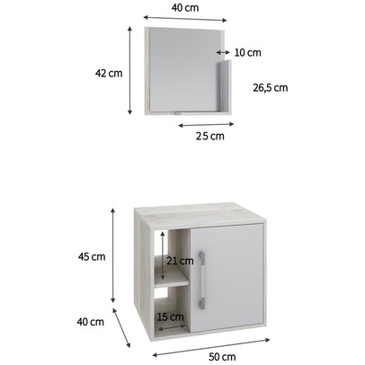 Armário de Banheiro Olivia 1 Porta 2 Prateleiras com Espelho Snow/Branco Chess - Pnr Móveis