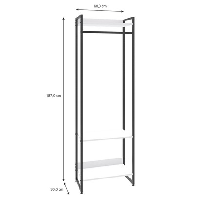 Closet Fine Ii 3 Prateleiras Branco Chess/Preto - Pnr Móveis