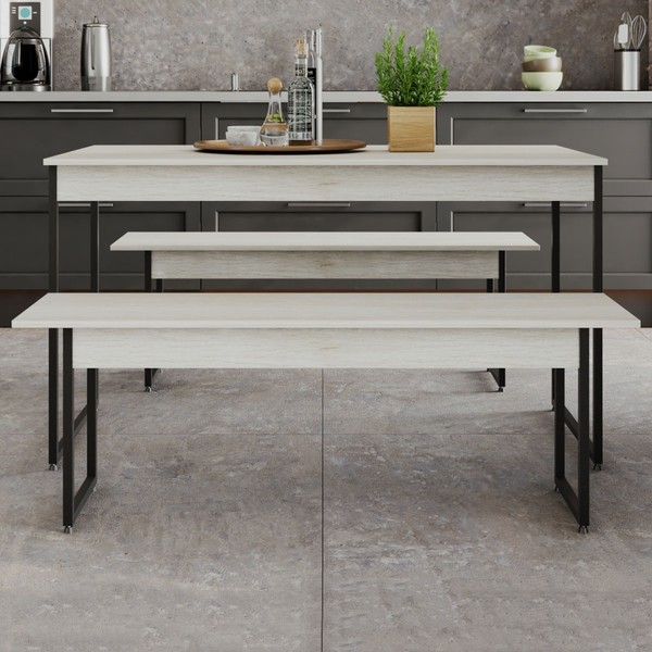 Mesa  de Jantar 4 Lugares Néctar Snow/Preto - Pnr Móveis