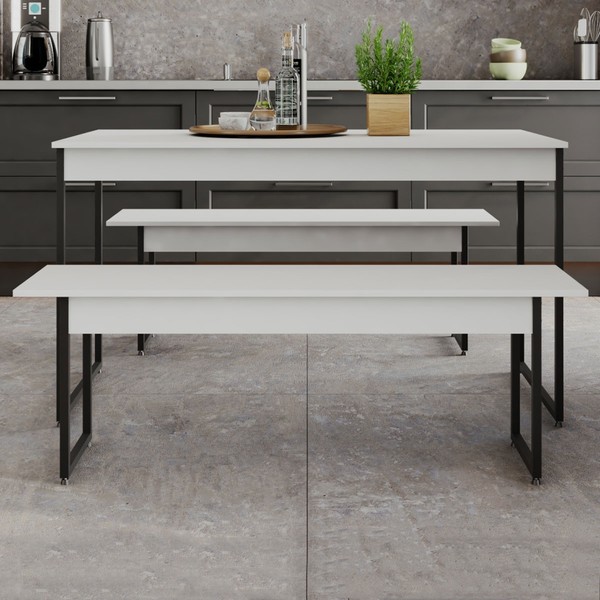 Mesa de Jantar 4 Lugares Néctar Branco Chess/Preto - Pnr Móveis