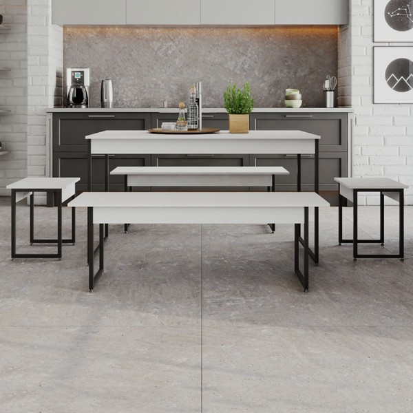 Mesa de Jantar Néctar 6 Lugares Branco Chess/Preto - Pnr Móveis