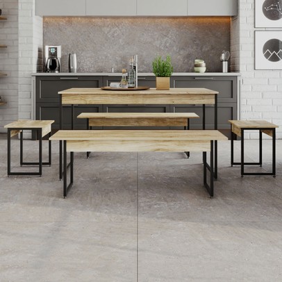 Mesa de Jantar Néctar 6 Lugares Carvalho/Preto - Pnr Móveis