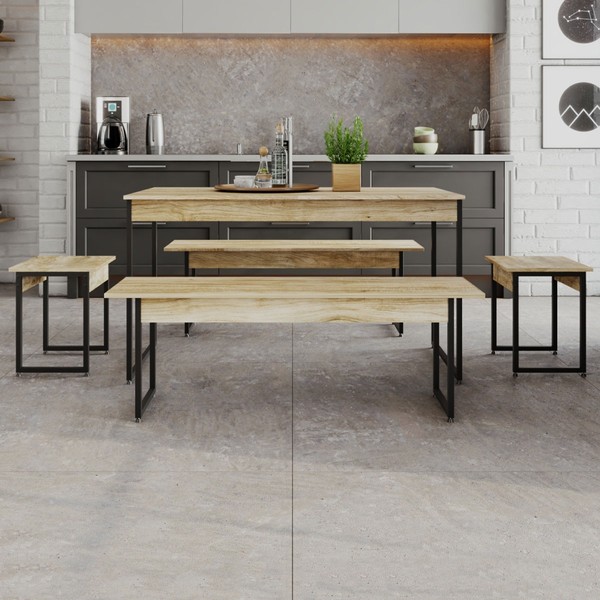 Mesa de Jantar Néctar 6 Lugares Carvalho/Preto - Pnr Móveis