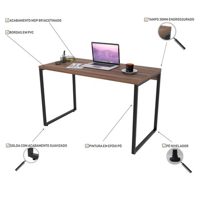 Mesa Escrivaninha Win Nogal - Pnr Móveis