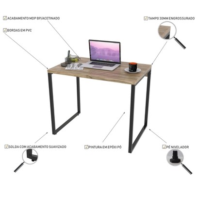 Mesa Escrivaninha Office Win Carvalho - Pnr Móveis