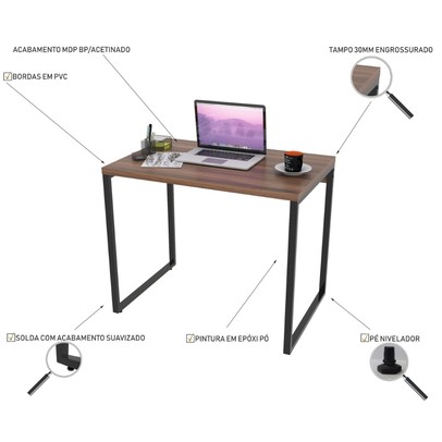 Mesa Escrivaninha Office Win Nogal - Pnr Móveis