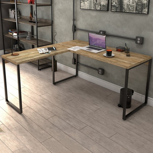 Mesa para Escritório de Canto em L Win Carvalho - Pnr Móveis