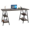 Mesa para Escritório Win 4 Prateleiras Carvalho Dark - Pnr Móveis