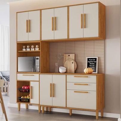 Cozinha Compacta Lorena 10 Portas 2 Gavetas com Fruteira Nature/Off White - Kaiki Móveis