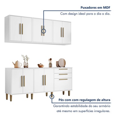 Cozinha Compacta Lorena 11 Portas 2 Gavetas Branco - Kaiki Móveis