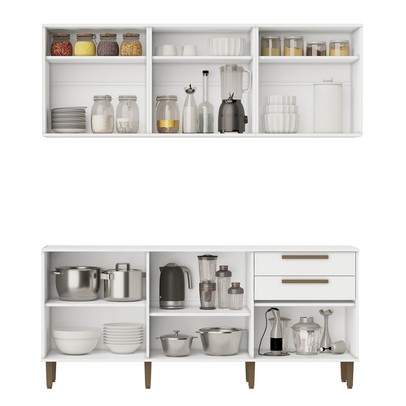 Cozinha Compacta Lorena 11 Portas 2 Gavetas Branco - Kaiki Móveis