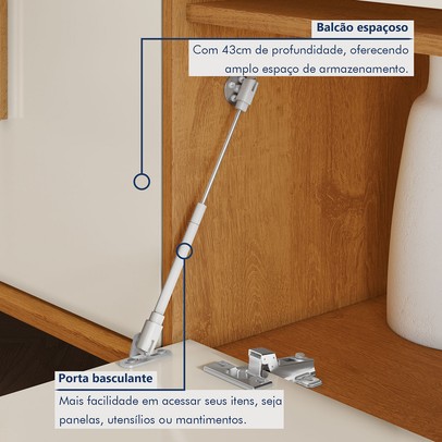 Cozinha Compacta Lorena 11 Portas 2 Gavetas Nature/Off White - Kaiki Móveis