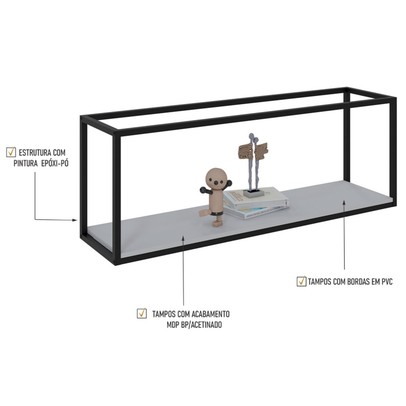 Nicho Decorativo Leader Branco Chess/Preto - Pnr Móveis