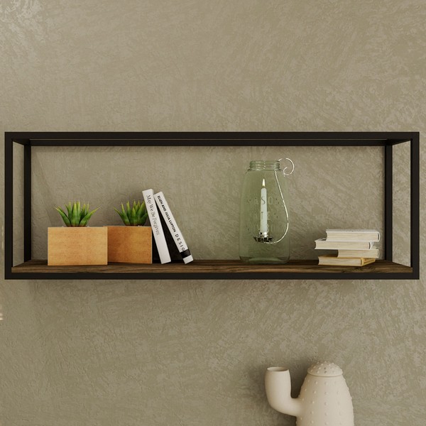 Nicho Decorativo Leader Carvalho Dark/Preto - Pnr Móveis