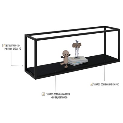 Nicho Decorativo Leader Preto ônix/Preto - Pnr Móveis