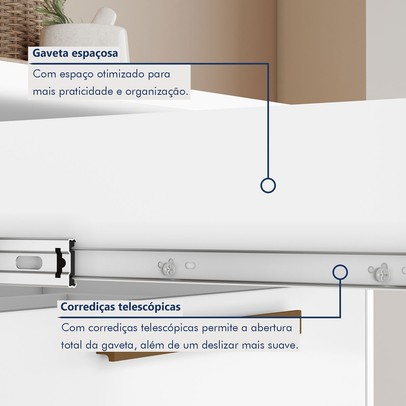 Armário de Cozinha Lorena 7 Portas 1 Gaveta com Fruteira Branco - Kaiki Móveis
