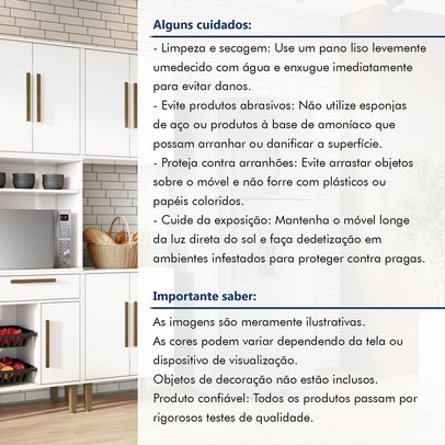 Armário de Cozinha Lorena 7 Portas 1 Gaveta com Fruteira Branco - Kaiki Móveis