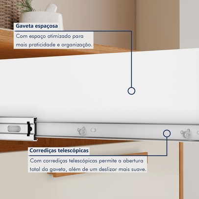 Armário de Cozinha Lorena 7 Portas 1 Gaveta com Fruteira Nature/Off White - Kaiki Móveis