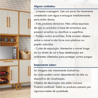 Armário de Cozinha Lorena 7 Portas 1 Gaveta com Fruteira Nature/Off White - Kaiki Móveis