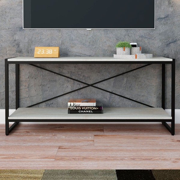 Rack para TV Até 50 Polegadas Leader 1 Prateleira Snow/Preto - Pnr Móveis