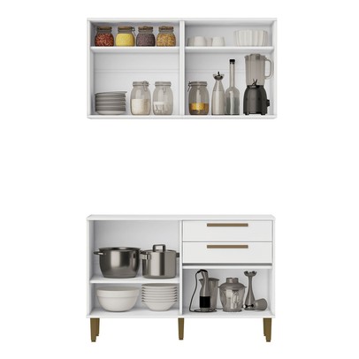 Cozinha Compacta Lorena 7 Portas 3 Gavetas Branco - Kaiki Móveis