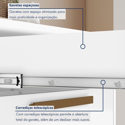 Cozinha Compacta Lorena 7 Portas 3 Gavetas Branco - Kaiki Móveis