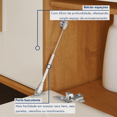 Cozinha Compacta Lorena 7 Portas 3 Gavetas Branco Nature/Off White - Kaiki Móveis