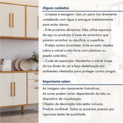 Cozinha Compacta Lorena 7 Portas 3 Gavetas Branco Nature/Off White - Kaiki Móveis