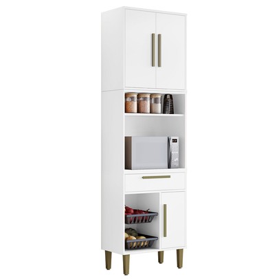 Paneleiro Lorena 3 Portas 1 Gaveta com Fruteira Branco - Kaiki Móveis