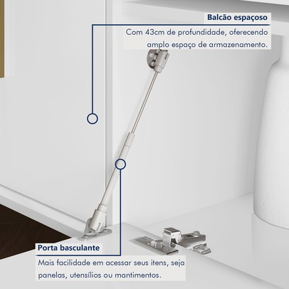 Balcão de Cozinha Lorena 3 Portas 2 Gavetas Branco - Kaiki Móveis