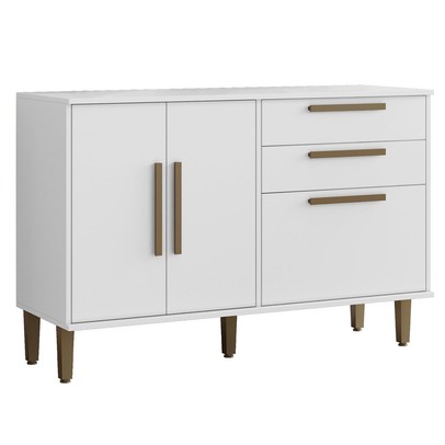 Balcão de Cozinha Lorena 3 Portas 2 Gavetas Branco - Kaiki Móveis