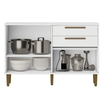 Balcão de Cozinha Lorena 3 Portas 2 Gavetas Branco - Kaiki Móveis