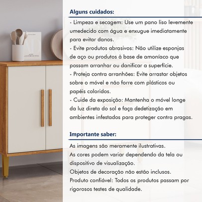 Balcão de Cozinha Lorena 3 Portas 2 Gavetas Nature/Off White - Kaiki Móveis