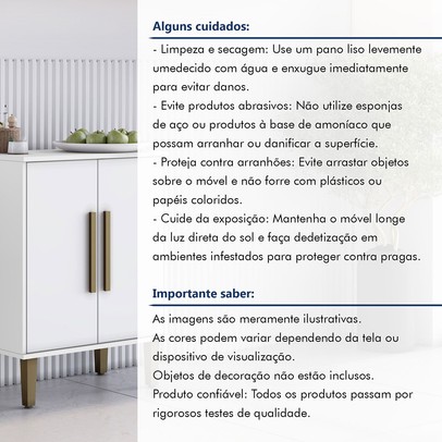 Balcão de Cozinha Lorena 2 Portas 1 Prateleira Branco - Kaiki Móveis