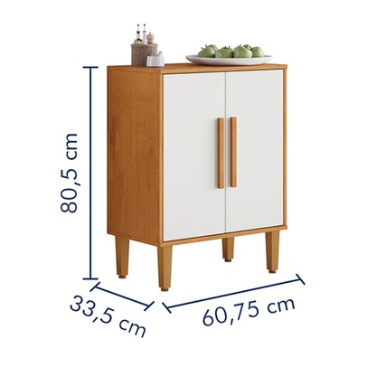 Balcão de Cozinha Lorena 2 Portas 1 Prateleira Nature/Off White - Kaiki Móveis