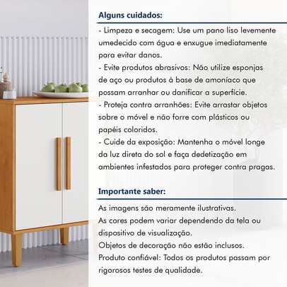 Balcão de Cozinha Lorena 2 Portas 1 Prateleira Nature/Off White - Kaiki Móveis