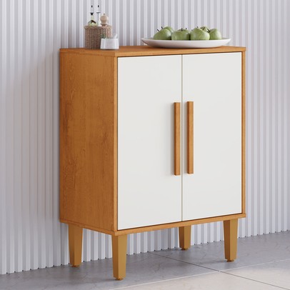 Balcão de Cozinha Lorena 2 Portas 1 Prateleira Nature/Off White - Kaiki Móveis