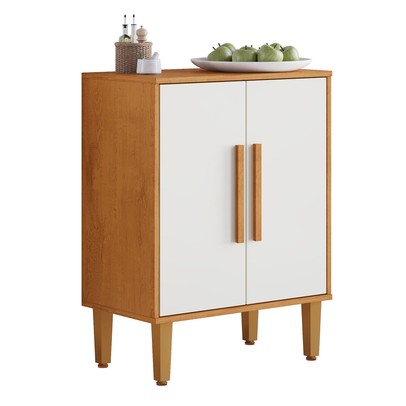 Balcão de Cozinha Lorena 2 Portas 1 Prateleira Nature/Off White - Kaiki Móveis