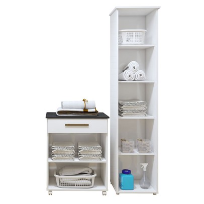 Lavanderia Completa Joinville  3 Poras 1 Gaveta Branco - Kaiki Móveis