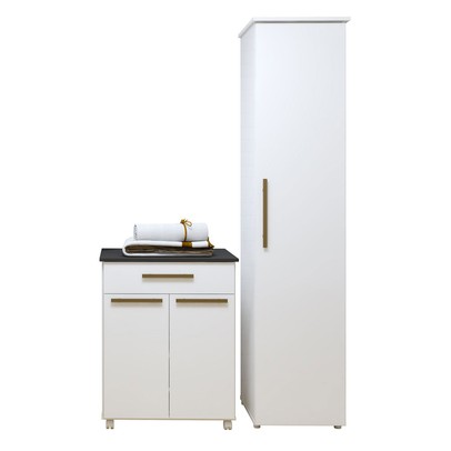 Lavanderia Completa Joinville  3 Poras 1 Gaveta Branco - Kaiki Móveis