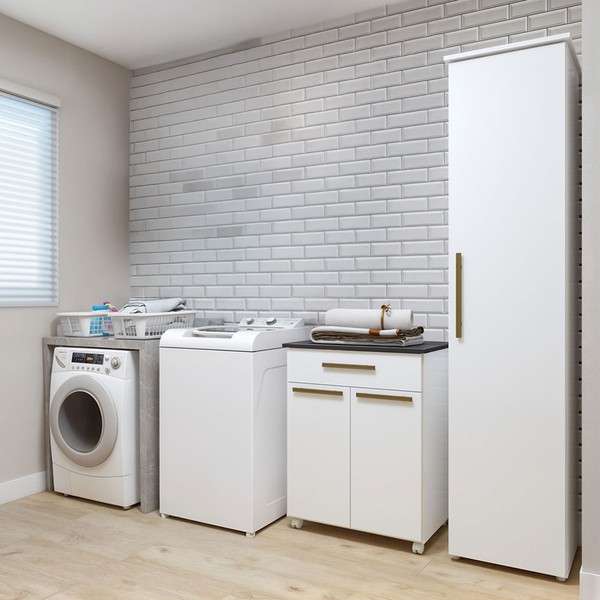 Lavanderia Completa Joinville  3 Poras 1 Gaveta Branco - Kaiki Móveis