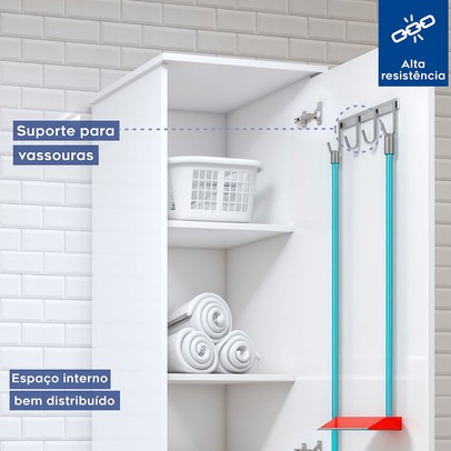 Lavanderia Completa Joinville  3 Poras 1 Gaveta Branco - Kaiki Móveis